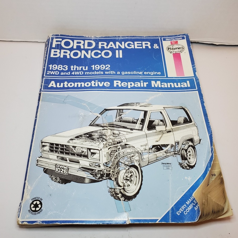 Haynes Ford Ranger & Bronco II 1983 Thru 1992 Service & Repair Manual 1026